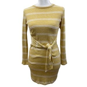 Gilli Yellow Striped Ribbed Mini Dress